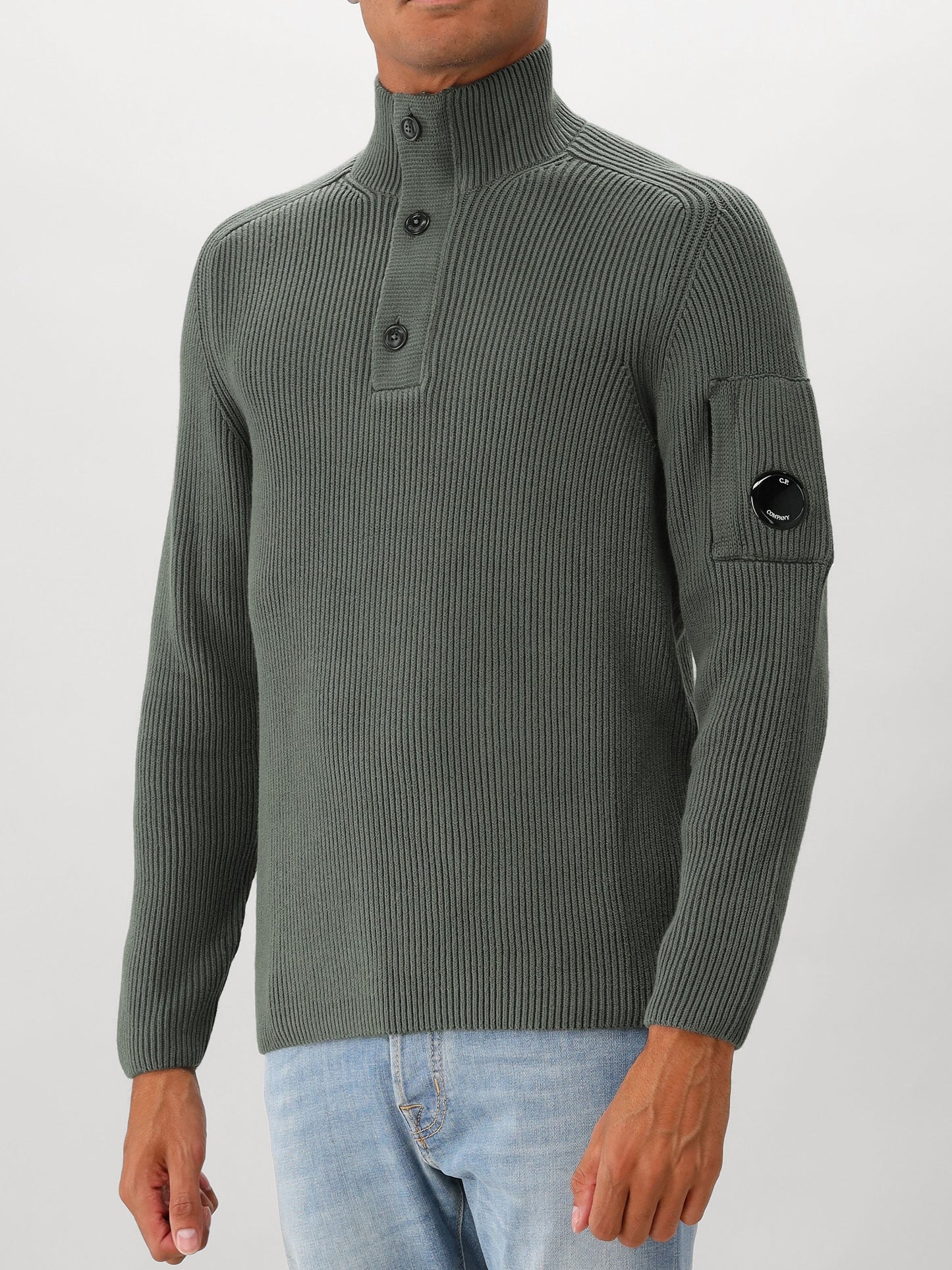 Cp Company Gebreide Trui Groen Polo Collar
