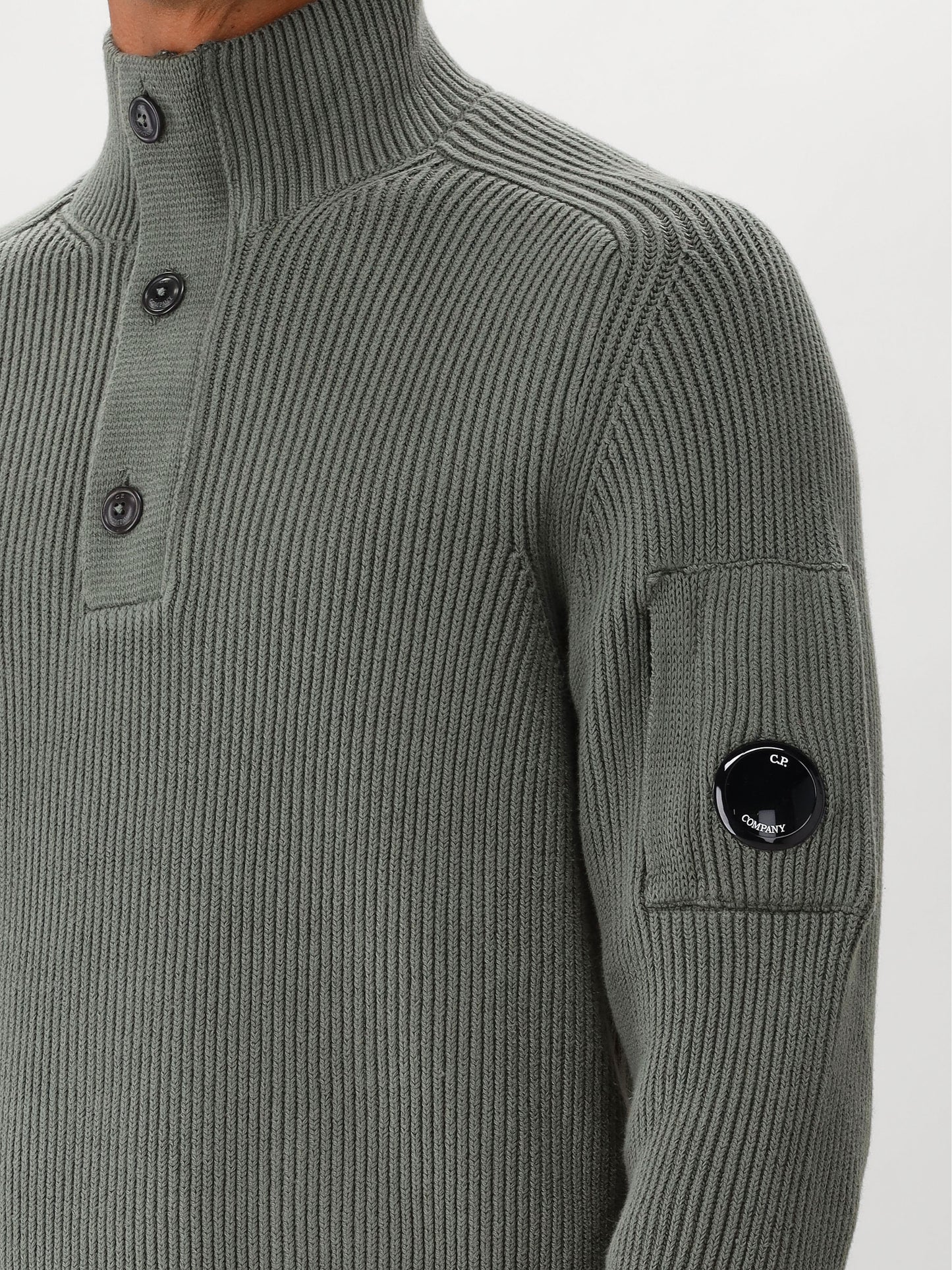 Cp Company Gebreide Trui Groen Polo Collar